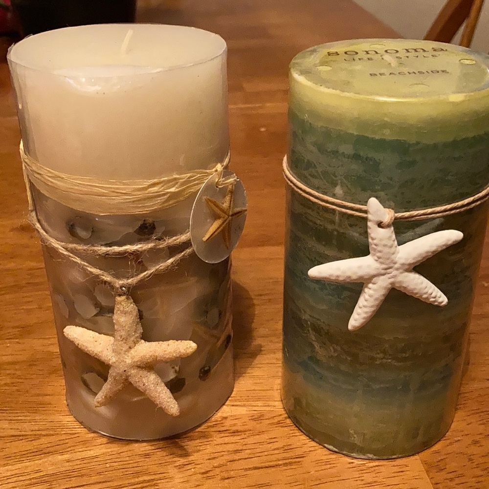 Beachy pillar candles New